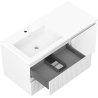 Mexen Rivel bathroom cabinet 100 cm with left Otis sink, 2S, 1D, grooved, matte white - 91A23-10047-3-BBFFF01-W18L01