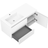 Mexen Rivel 100 cm bathroom cabinet with Otis sink left, 2S, 1D, grooved, white matte - 91A23-10047-3-BBFFF01-W18L01