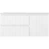 Mexen Rivel 100 cm bathroom cabinet with Otis sink left, 2S, 1D, grooved, white matte - 91A23-10047-3-BBFFF01-W18L01