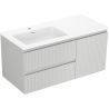 Mexen Rivel 100 cm Bathroom Cabinet with Left Otis Sink, 2 Drawers, 1 Door, Fluted, Gray Matte/White Matte