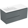 Mexen Rivel 100 cm bathroom cabinet with Otis left sink, 2S, 1D, fluted, graphite/white matte - 91A23-10047-3-BBFFF66-W18L01
