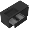 Mexen Rivel bathroom cabinet 100 cm with left Otis sink, 2S, 1D, grooved, black matte - 91A23-10047-3-BBFFF71-W18L71