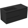 Mexen Rivel bathroom cabinet 100 cm with left Otis sink, 2S, 1D, grooved, black matte - 91A23-10047-3-BBFFF71-W18L71