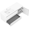 Mexen Rivel 120 cm bathroom cabinet with left Otis sink, 2 drawers, 1 door, grooved, white matte - 91A23-12047-3-BBFFF01-W18L01