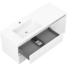 Mexen Rivel 120 cm bathroom cabinet with left Otis sink, 2 drawers, 1 door, grooved, white matte - 91A23-12047-3-BBFFF01-W18L01