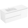 Mexen Rivel 120 cm bathroom cabinet with left Otis sink, 2 drawers, 1 door, grooved, white matte - 91A23-12047-3-BBFFF01-W18L01