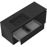 Mexen Rivel 120 cm Bathroom Cabinet with Left Otis Sink, 2 Drawers, 1 Door, Grooved, Black Matte - 91A23-12047-3-BBFFF71-W18L71