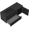 Mexen Rivel 120 cm Bathroom Cabinet with Left Otis Sink, 2 Drawers, 1 Door, Grooved, Black Matte - 91A23-12047-3-BBFFF71-W18L71
