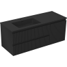 Mexen Rivel 120 cm Bathroom Cabinet with Otis Left Sink, 2 Drawers, 1 Door, Fluted, Black Matte - 91A23-12047-3-BBFFF71-W18L71