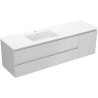 Mexen Rivel bathroom cabinet 160 cm with left basin Otis, 2S, 1D, grooved, gray matte/white matte - 91A23-16047-3-BBFFF62-W18L01