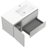 Mexen Rivel 90 cm bathroom cabinet with right-sided Otis sink, 2 drawers, 1 door, fluted, gray matte/white matte