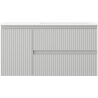 Mexen Rivel 90 cm bathroom cabinet with right-sided Otis sink, 2 drawers, 1 door, fluted, gray matte/white matte