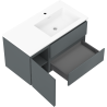Mexen Rivel bathroom cabinet 90 cm with Otis sink right, 2S, 1D, grooved, graphite/white matte - 91A23-09047-3-BBFFF66-W18P01