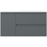 Mexen Rivel bathroom cabinet 90 cm with Otis sink right, 2S, 1D, grooved, graphite/white matte - 91A23-09047-3-BBFFF66-W18P01
