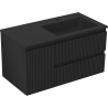 Mexen Rivel 90 cm bathroom cabinet with right Otis sink, 2S, 1D, grooved, matte black - 91A23-09047-3-BBFFF71-W18P71