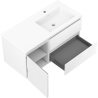 Mexen Rivel 100 cm bathroom cabinet with Otis right sink, 2 drawers, 1 door, fluted, matte white - 91A23-10047-3-BBFFF01-W18P01