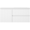 Mexen Rivel 100 cm bathroom cabinet with Otis right sink, 2 drawers, 1 door, fluted, matte white - 91A23-10047-3-BBFFF01-W18P01