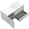 Mexen Rivel 100 cm bathroom cabinet with Otis sink right, 2S, 1D, grooved, gray/white matte - 91A23-10047-3-BBFFF62-W18P01