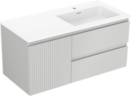 Mexen Rivel 100 cm Bathroom Cabinet with Sink Otis Right, 2S, 1D, Grooved, Gray/White Matte - 91A23-10047-3-BBFFF62-W18P01