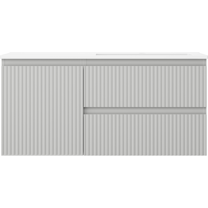 Mexen Rivel 100 cm Bathroom Cabinet with Sink Otis Right, 2S, 1D, Grooved, Gray/White Matte - 91A23-10047-3-BBFFF62-W18P01