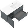 Mexen Rivel 100 cm Bathroom Cabinet with Otis Right Sink, 2S, 1D, Grooved, Graphite/White Matte - 91A23-10047-3-BBFFF66-W18P01
