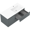 Mexen Rivel 100 cm Bathroom Cabinet with Otis Right Sink, 2S, 1D, Grooved, Graphite/White Matte - 91A23-10047-3-BBFFF66-W18P01