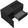 Mexen Rivel 100 cm Bathroom Cabinet with Otis Right Sink, 2S, 1D, Fluted, Black Matte - 91A23-10047-3-BBFFF71-W18P71