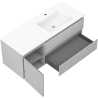 Mexen Rivel 120 cm bathroom cabinet with right Otis sink, 2 drawers, 1 door, grooved, gray/white matte