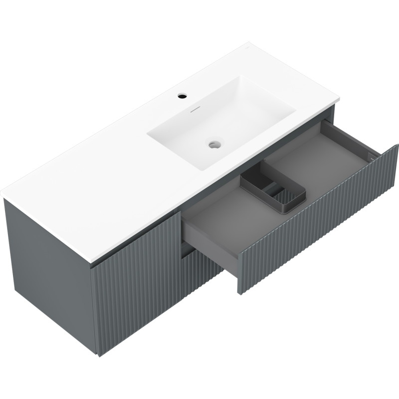 Mexen Rivel 120 cm Bathroom Cabinet with Sink Otis Right, 2S, 1D, Grooved, Graphite/White Matte - 91A23-12047-3-BBFFF66-W18P01