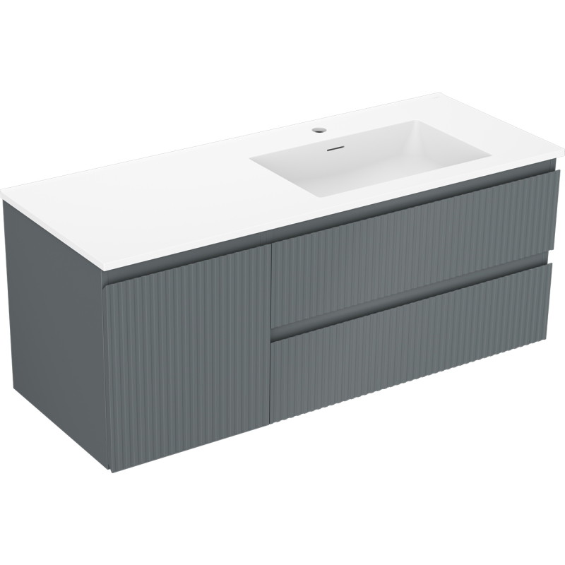 Mexen Rivel 120 cm Bathroom Cabinet with Sink Otis Right, 2S, 1D, Grooved, Graphite/White Matte - 91A23-12047-3-BBFFF66-W18P01