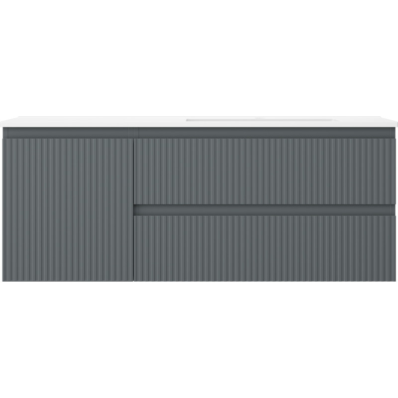 Mexen Rivel 120 cm Bathroom Cabinet with Sink Otis Right, 2S, 1D, Grooved, Graphite/White Matte - 91A23-12047-3-BBFFF66-W18P01