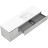 Mexen Rivel bathroom cabinet 160 cm with right Otis sink, 2 drawers, 1 door, grooved, gray/white matte