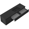 Mexen Rivel bathroom cabinet 160 cm with Otis sink right, 2S, 1D, grooved, black matte - 91A23-16047-3-BBFFF71-W18P71