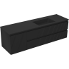 Mexen Rivel bathroom cabinet 160 cm with Otis sink right, 2S, 1D, grooved, black matte - 91A23-16047-3-BBFFF71-W18P71