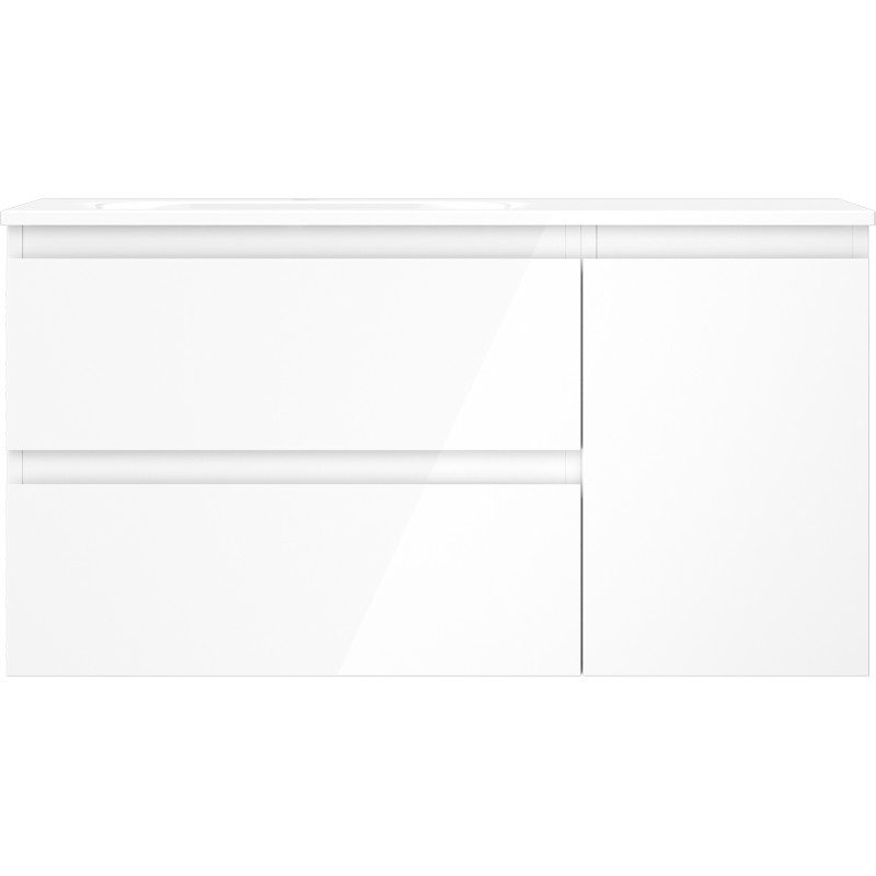 Mexen Orio 90 cm Bathroom Cabinet with Left Sink Vela, 2S, 1D, White Gloss - 91A13-09047-3-BBFFF00-W23L00