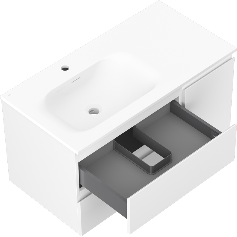 Mexen Orio bathroom cabinet 90 cm with Vela left washbasin, 2S, 1D, white matte - 91A13-09047-3-BBFFFF01-W23L01