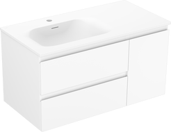 Mexen Orio bathroom cabinet 90 cm with left Vela sink, 2S, 1D, white matte - 91A13-09047-3-BBFFFF01-W23L01