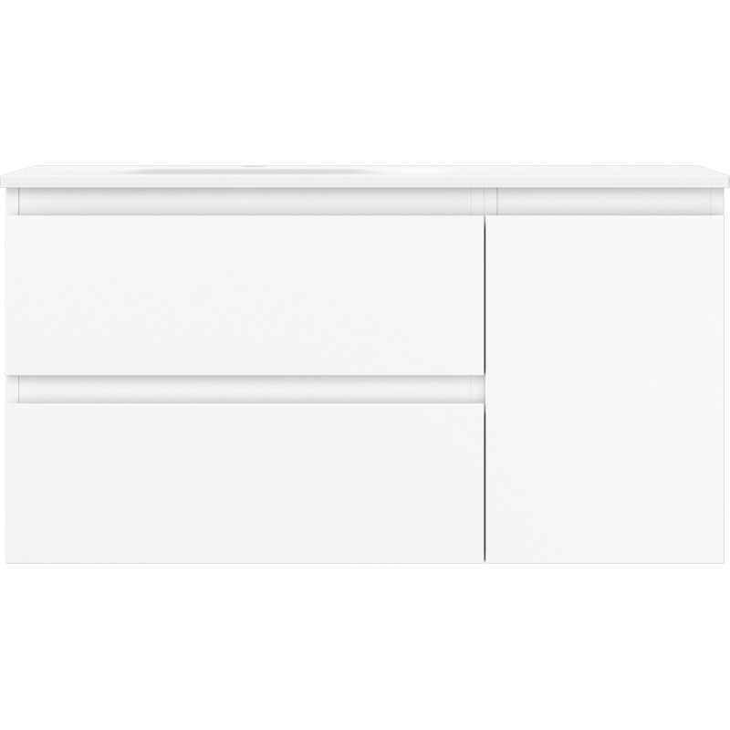 Mexen Orio bathroom cabinet 90 cm with left Vela sink, 2S, 1D, white matte - 91A13-09047-3-BBFFFF01-W23L01
