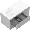 Mexen Orio 90 cm Bathroom Cabinet with Vela Left Sink, 2S, 1D, Gray Matte/White Matte - 91A13-09047-3-BBFFF62-W23L01