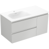 Mexen Orio 90 cm Bathroom Cabinet with Vela Left Sink, 2S, 1D, Gray Matte/White Matte - 91A13-09047-3-BBFFF62-W23L01