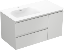 Mexen Orio 90 cm Bathroom Cabinet with Vela Left Sink, 2S, 1D, Gray Matte/White Matte - 91A13-09047-3-BBFFF62-W23L01