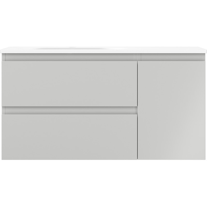 Mexen Orio 90 cm Bathroom Cabinet with Vela Left Sink, 2S, 1D, Gray Matte/White Matte - 91A13-09047-3-BBFFF62-W23L01