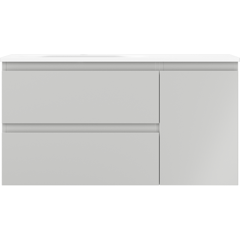 Mexen Orio bathroom cabinet 90 cm with Vela left sink, 2S, 1D, gray matte/white matte - 91A13-09047-3-BBFFF62-W23L01