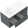Mexen Orio 90 cm bathroom cabinet with Vela left sink, 2S, 1D, matte graphite/matte white - 91A13-09047-3-BBFFF66-W23L01