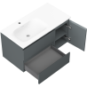 Mexen Orio 90 cm bathroom cabinet with Vela left sink, 2S, 1D, matte graphite/matte white - 91A13-09047-3-BBFFF66-W23L01