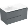 Mexen Orio 90 cm bathroom cabinet with Vela left sink, 2S, 1D, matte graphite/matte white - 91A13-09047-3-BBFFF66-W23L01