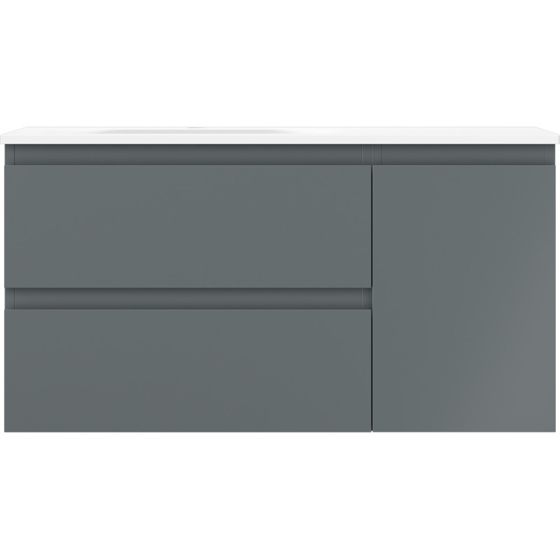 Mexen Orio 90 cm bathroom cabinet with Vela left sink, 2S, 1D, matte graphite/matte white - 91A13-09047-3-BBFFF66-W23L01