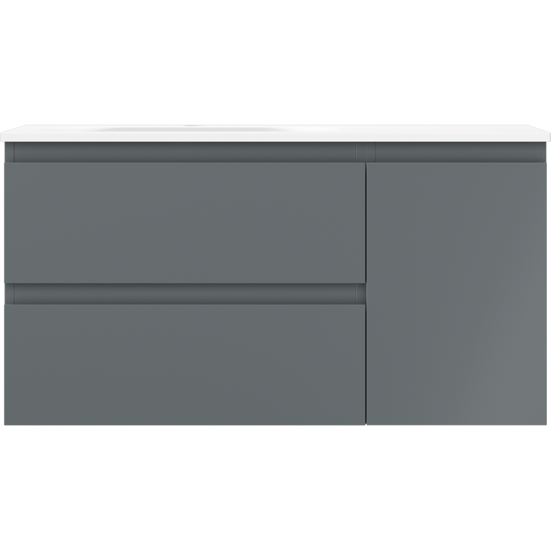 Mexen Orio bathroom cabinet 90 cm with Vela left sink, 2S, 1D, matte graphite/white matte - 91A13-09047-3-BBFFF66-W23L01