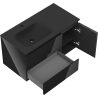 Mexen Orio 90 cm bathroom cabinet with Vela left basin, 2S, 1D, black gloss/black matte - 91A13-09047-3-BBFFF70-W23L71