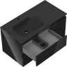 Mexen Orio 90 cm bathroom cabinet with Vela left basin, 2S, 1D, black gloss/black matte - 91A13-09047-3-BBFFF70-W23L71